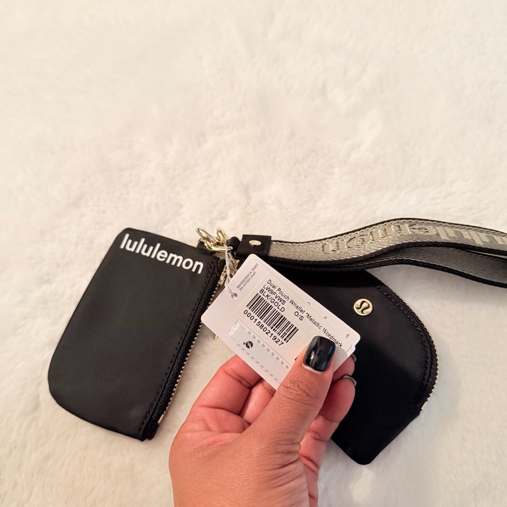 Lululemon Black Dual Pouch Wrislet Wordmark with Gold Accents - Picture 6 of 6
